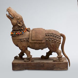 Indian Hardwood Carving of a Mythical Beast, Mysore