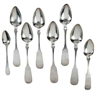 Eight Raleigh Coin Silver Spoons