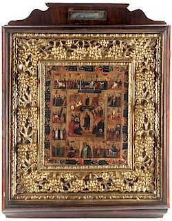 A RUSSIAN ICON OF THE RESURRECTION OF THE FEASTS, 19TH CENTURY