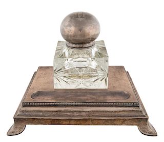 A RUSSIAN SILVER INKWELL, GRACHEV BROTHERS, ST. PETERSBURG, 1896-1908