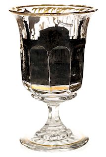 A RUSSIAN CUT GLASS GOBLET WITH SCENES OF THE ST. PETERSBURG STOCK MARKET, CIRCA 1830S-1840S
