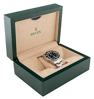 A ROLEX OYSTER PERPETUAL DEEPSEA DWELLER STAINLESS STEEL AUTOMATIC CENTER SECONDS WRISTWATCH WITH HELIUM ESCAPE VALVE, DATE AND GLIDELOCK BRACELET, RE