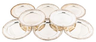 A SET OF EIGHT GERMAN PRESENTATION SILVER PLATES, HERMAN SCHRADER, EARLY 20TH CENTURY