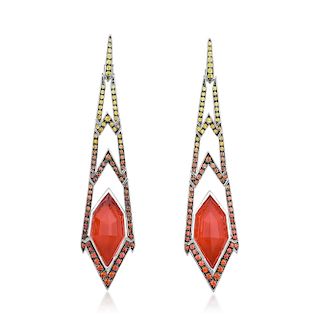 Stephen Webster "Lady Stardust" Sapphire Quartz and Coral Earrings