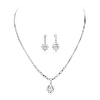 A Diamond Necklace and Earrings Set, Italian