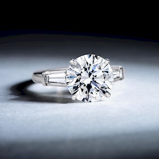 A 5.29-Carat Round Brilliant-Cut Diamond Ring