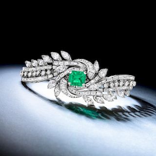 A Colombian Emerald and Diamond Bracelet