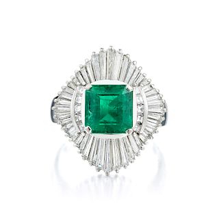 A Fine 2.29-Carat Colombian Emerald and Diamond Ballerina Ring