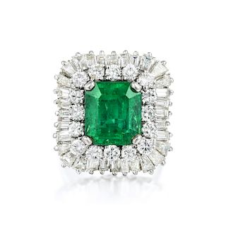 A Colombian Emerald and Diamond Pendant/Ring