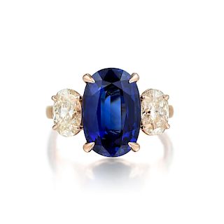 A 5.60-Carat Sapphire and Diamond Ring