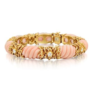 A Coral and Diamond Bracelet