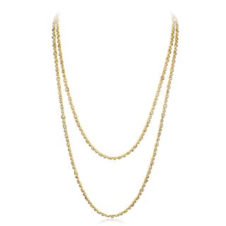 Indian Gold and Rose-Cut Diamond Long Chain Necklace