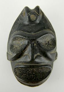 Taino basalt ancestral portrait head