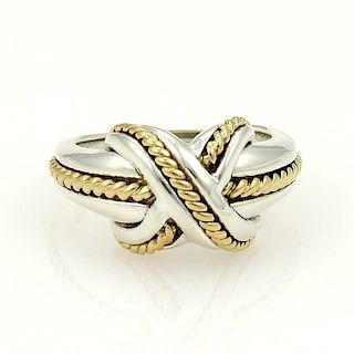 Tiffany & Co Sterling 18k Gold X Crossover Ring Sz 6.25