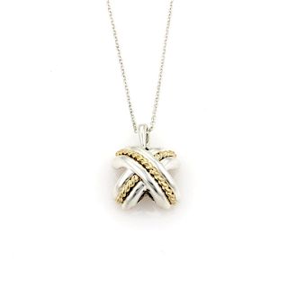Tiffany & Co 925 Silver 18k YGold X Crossover Pendant
