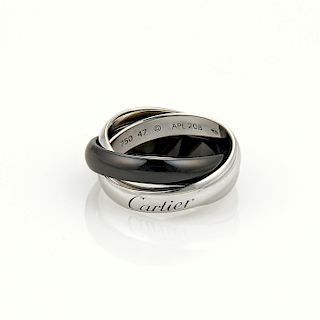 Cartier Trinity 18k Gold Ceramic Band Ring Sz 4