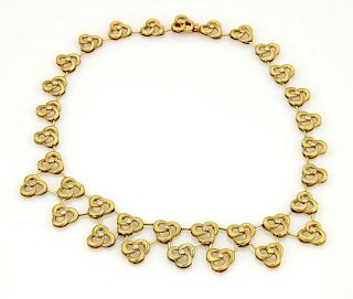 Estate 18k Gold Diamond Floral Design Drape Necklace