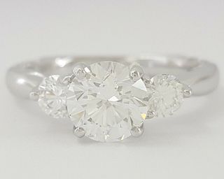 DIANA 1.89tcw Plat 18K  Three Stone Diamond Engagement