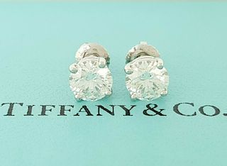Tiffany & Co 1.93ct Brilliant Cut Diamond Stud Earrings