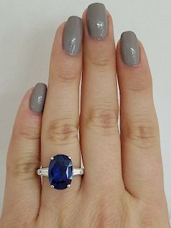 7.17tcw Vintage Blue Sapphire Diamond Engagement Ring