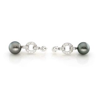 Cartier Himalia Diamond Pearl 18k Dangle Earrings