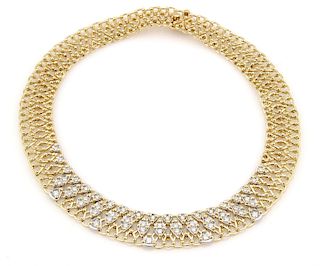 Garavelli 18K Gold 4ct Diamond Mesh Link Necklace