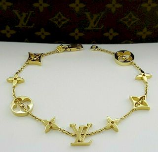 Louis Vuitton Monogram France Paris 18K Gold Bracelet