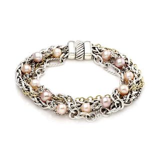 David Yurman Pink Pearl Silver & 18k Multi-Chain