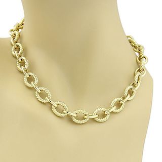 David Yurman 18k Gold Oval Cable Chain Link Necklace