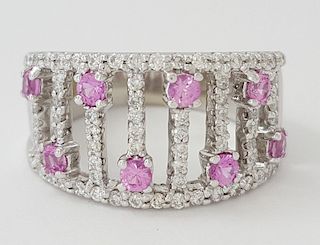 1.3tcw Diamond 14k Pink Sapphire Ring