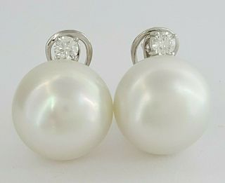 18K South Sea Pearl & 0.50 t Diamond Earrings