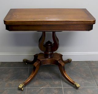 Vintage Signed Mahogany Game Table .
