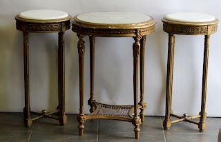 3 Louis XVI Style Tables with Marble Inserts