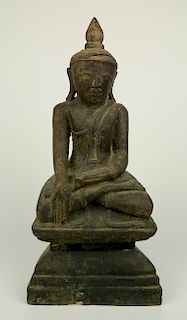 Carved and gilded wood statue of buddha