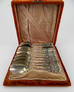 Set of 12 Whiting sterling silver teaspoons