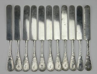 11 Whiting sterling silver knives