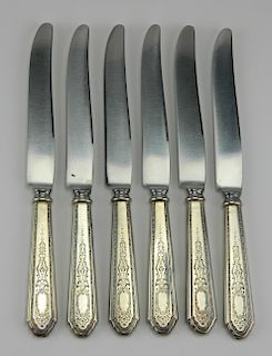 Set of 6 Lunt sterling silver knives