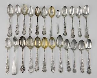 24 Sterling silver souvenir spoons