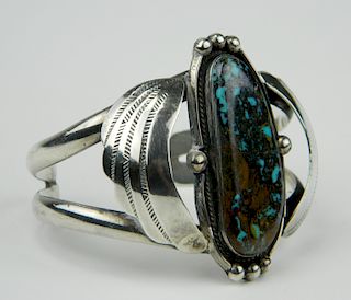 Navajo Bisbee stone cuff bracelet