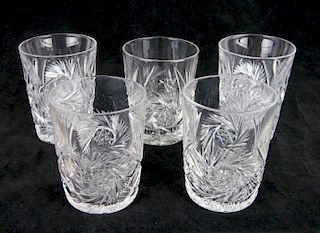 Set of 5 American Brilliant Cut Glass tumblers
