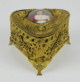 Gold dore metal jewelry box