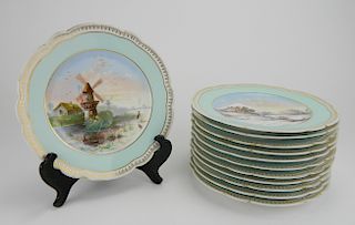 Set of 12 Limoge porcelain dessert plates