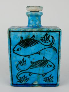 Persian stoneware decorated bottle