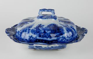 19th c. English Flow Blue covered tureen