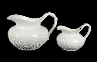 2 KTK Lotus Ware porcelain pitchers