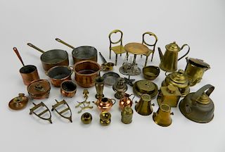 30 Miniature brass or copper doll items