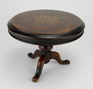 Miniature round tilt top game table