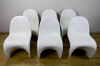 6 Vernon Panton molded space age side chairs