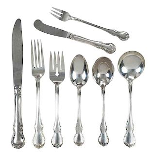 French Provincial Sterling Flatware, 59 Pieces