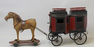 Antique Toy Carriage And Horse